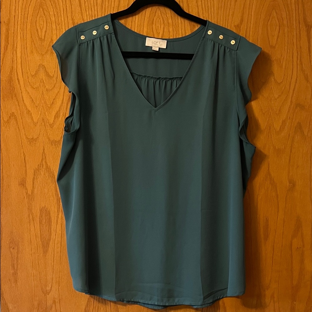 LOFT Women's Teal Cap Sleeve Blouse